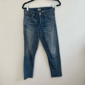 Citizens of Humanity Women's Elsa Mid-Rise Slim Fit Crop Denim Jeans Blue Size 2